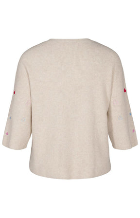 Zizzi Sunny Heart Knit Top in Beige