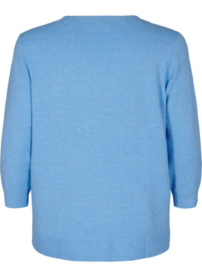 Zizzi Sunny Rose Knit Top in Blue