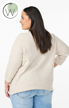 Zizzi Sunny Tulip Knit Top in Beige