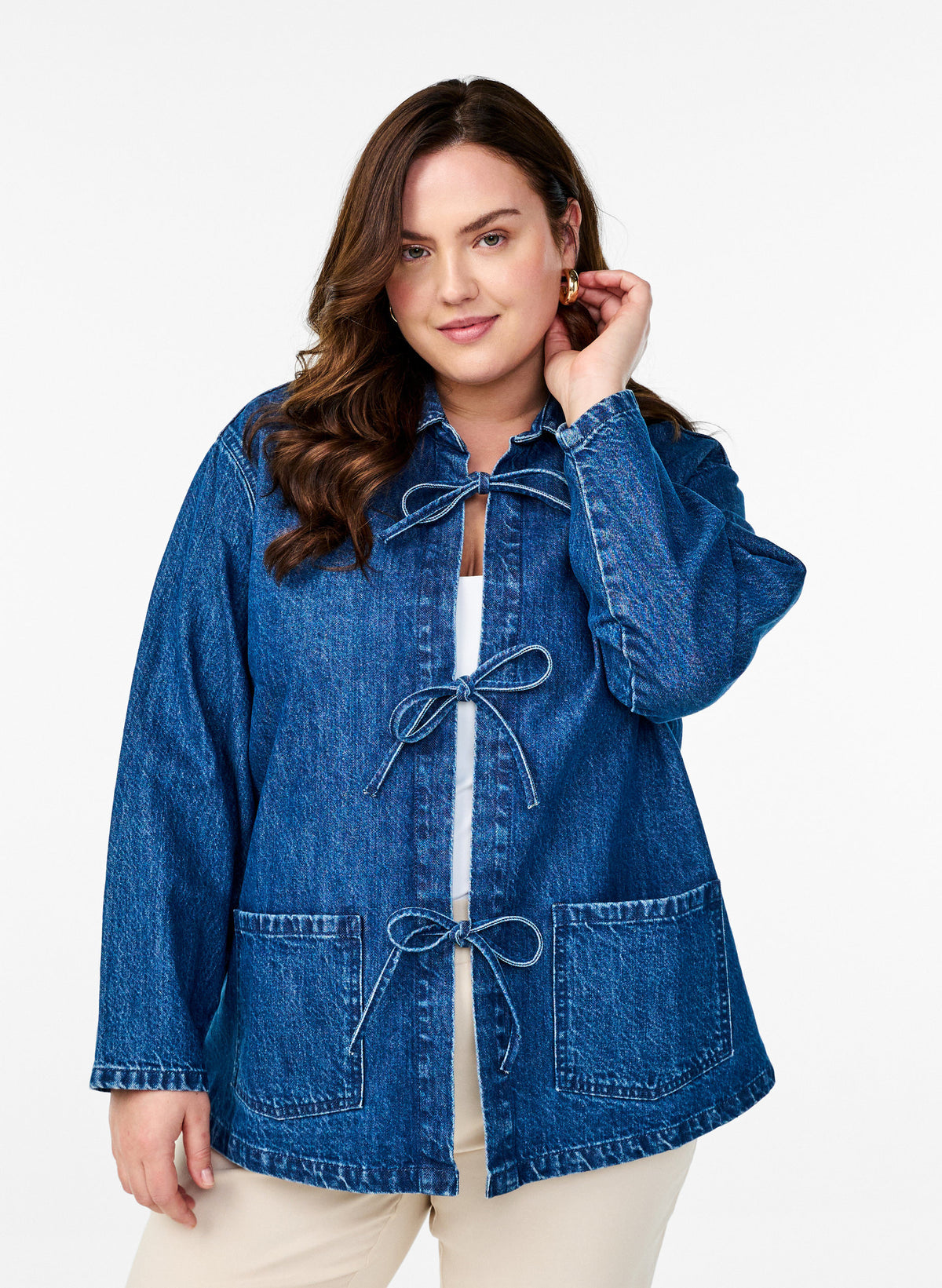 Zizzi Tami Denim Jacket in Blue