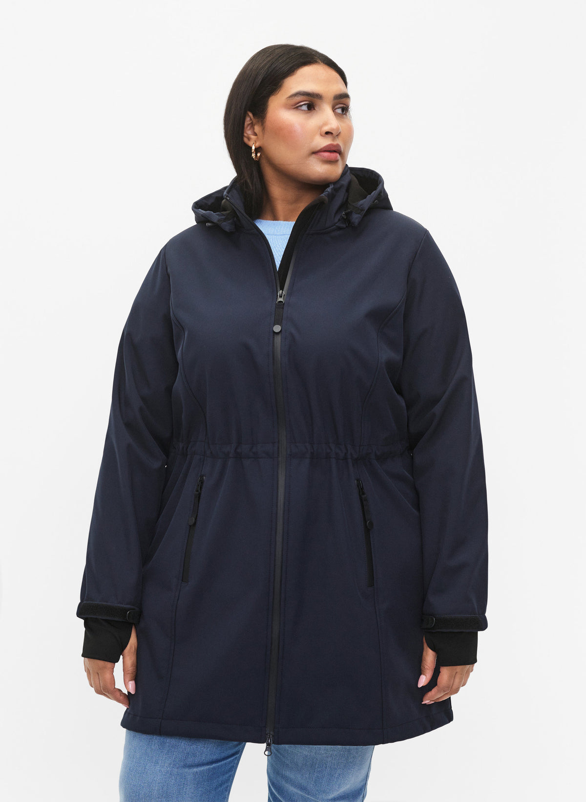 Zizzi Waterproof Coat in Navy