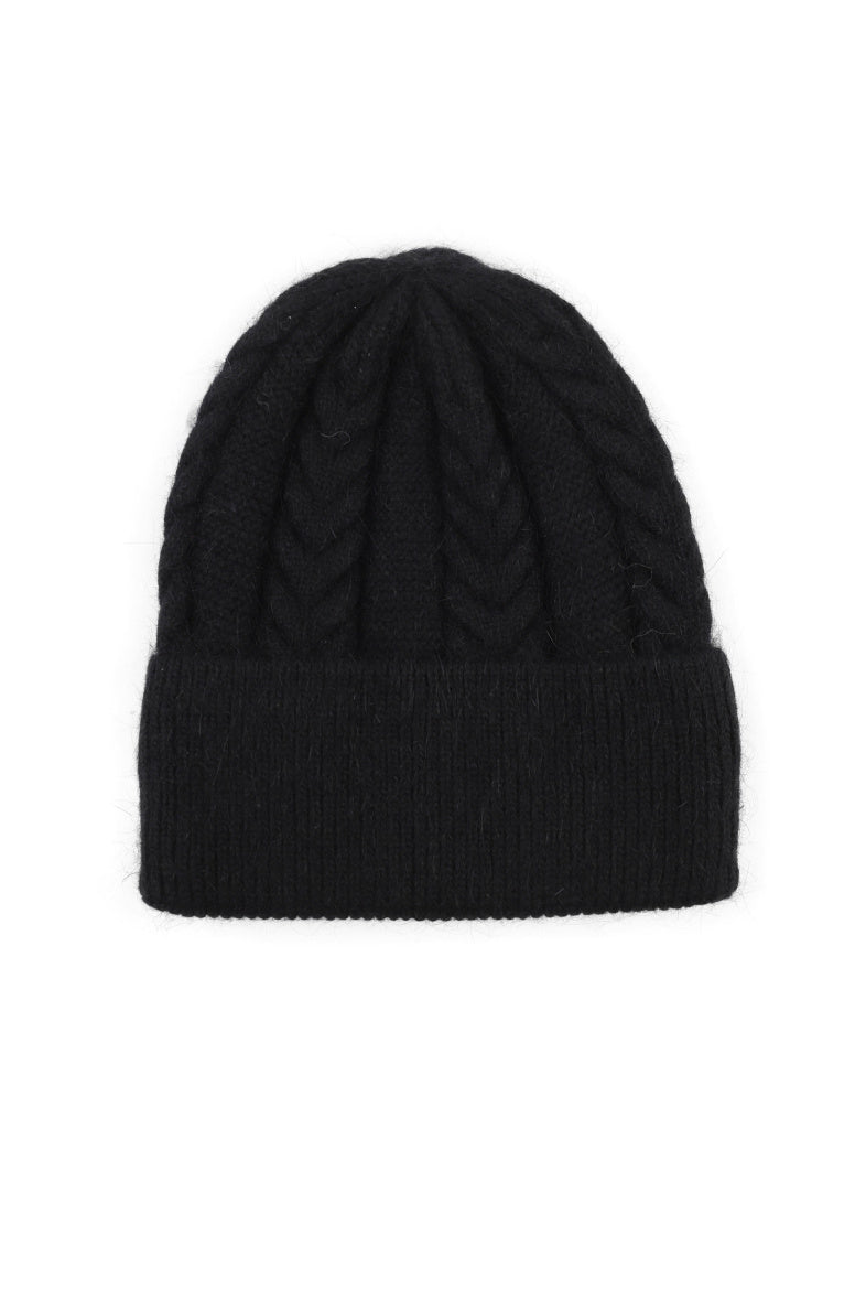 Audrey Cable Knit Hat in Black