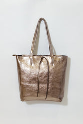 Lacey Leather Sparkle Tote Bag in Champagne