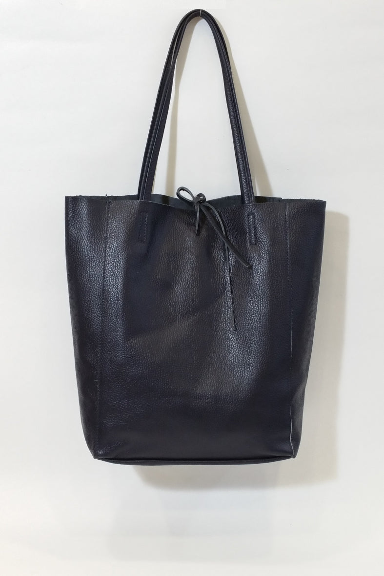 Liz Leather Tote Bag Navy