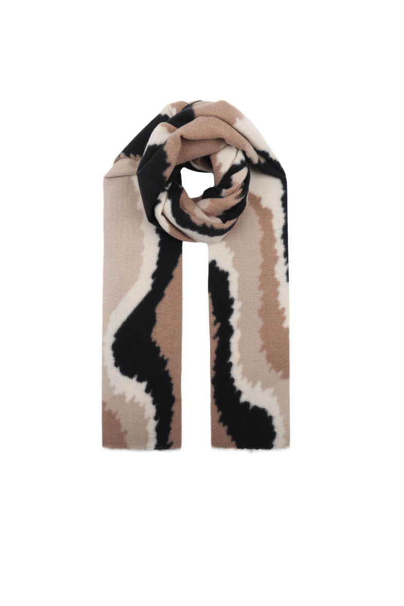 Grace Scarf in Taupe and Black Print