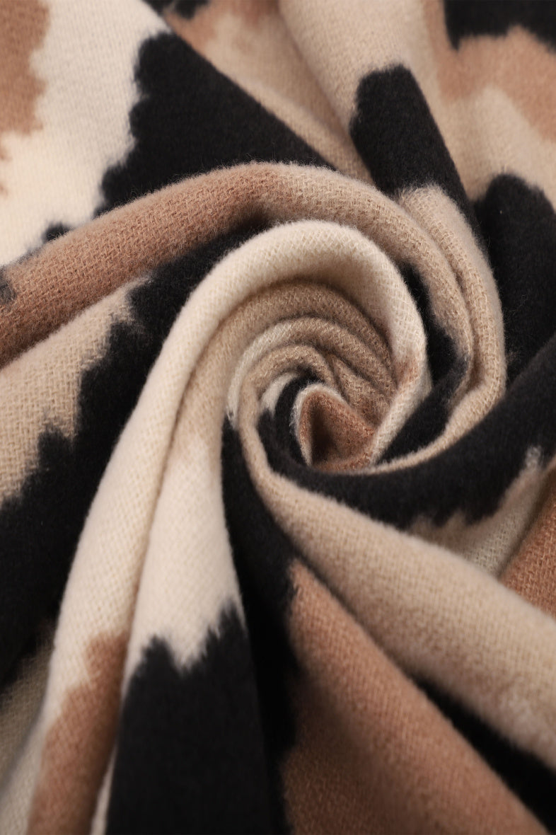 Grace Scarf in Taupe and Black Print