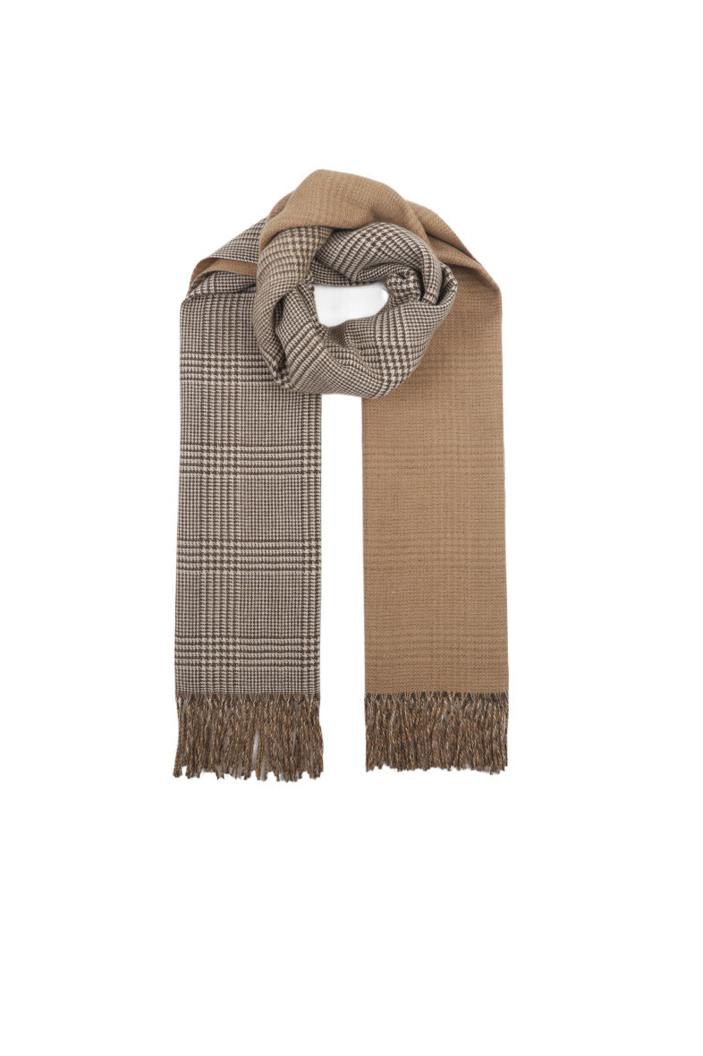 Ellie Check Scarf in Taupe/Brown