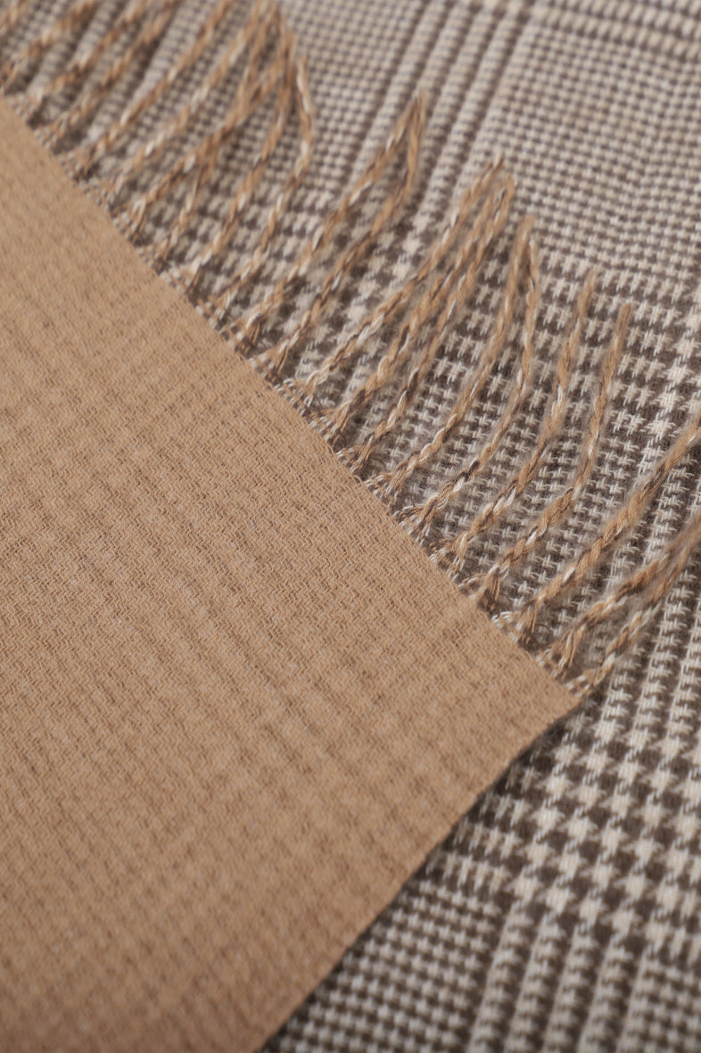 Ellie Check Scarf in Taupe/Brown