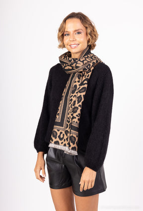 Cara Scarf in Camel Leopard