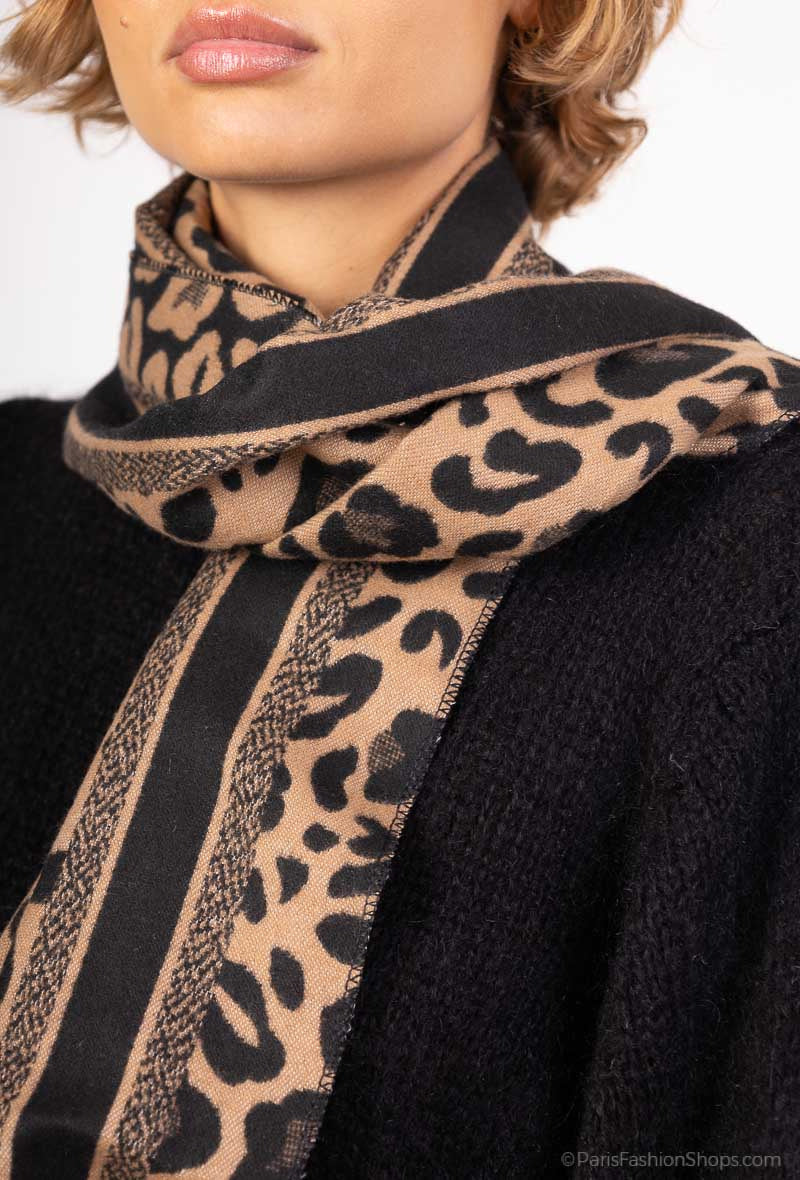 Cara Scarf in Camel Leopard