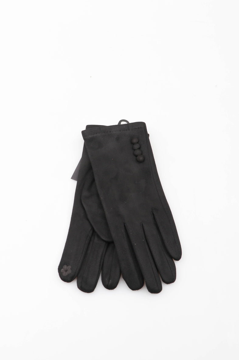 Button Gloves in Black