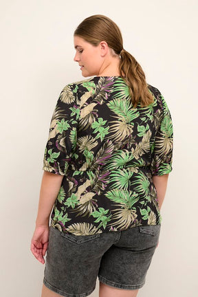 Kaffe Curve Clia Sleeve Blouse in Leaf Print